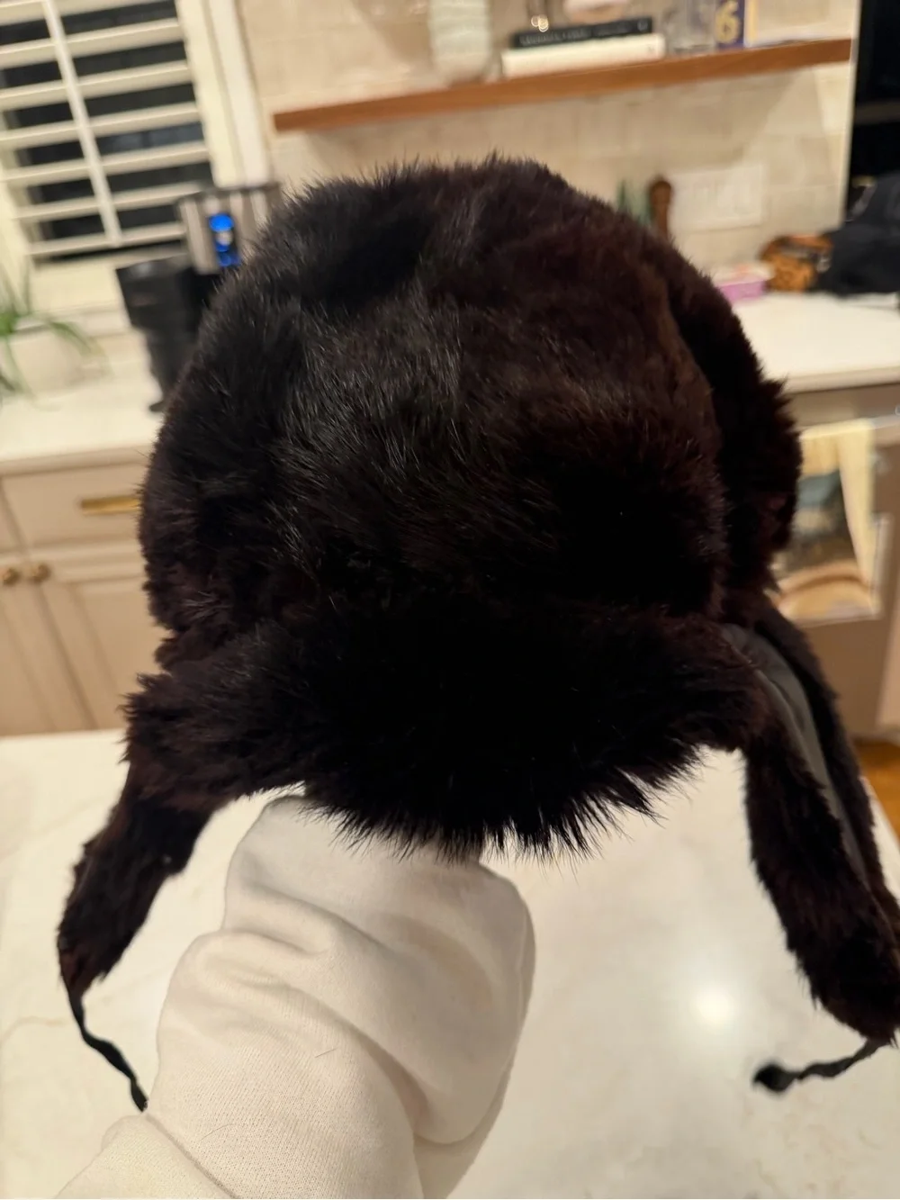 Vintage Dyed Rabbit Fur Trapper Hat in Dark Brown Made in France
